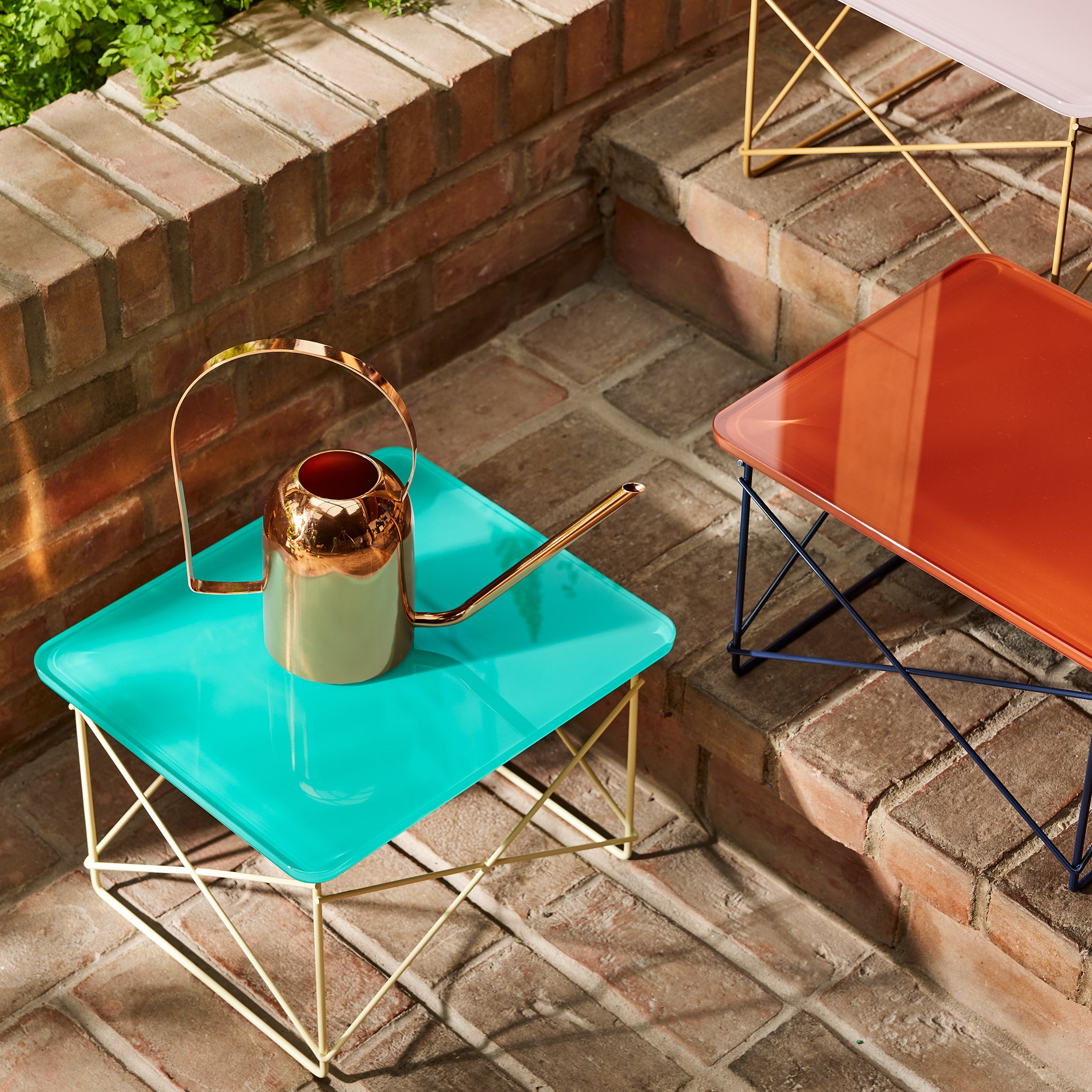 Herman Miller x HAY Eames Wire Base Low Table - Mint Green/ Powder Yellow - Image 2