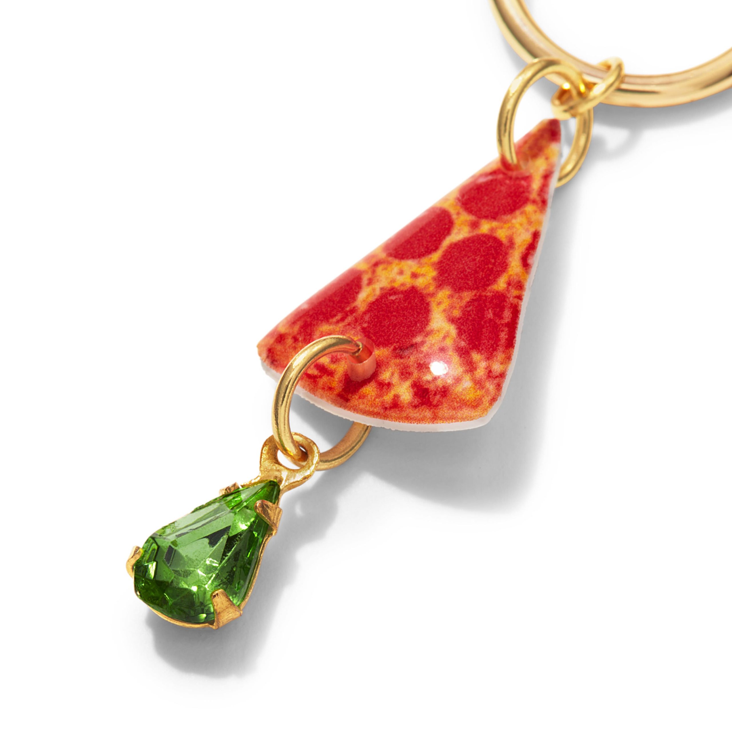 Haricot Vert Small Hoop Earrings with NYC Icon Charms - NY/ Pizza - Image 3