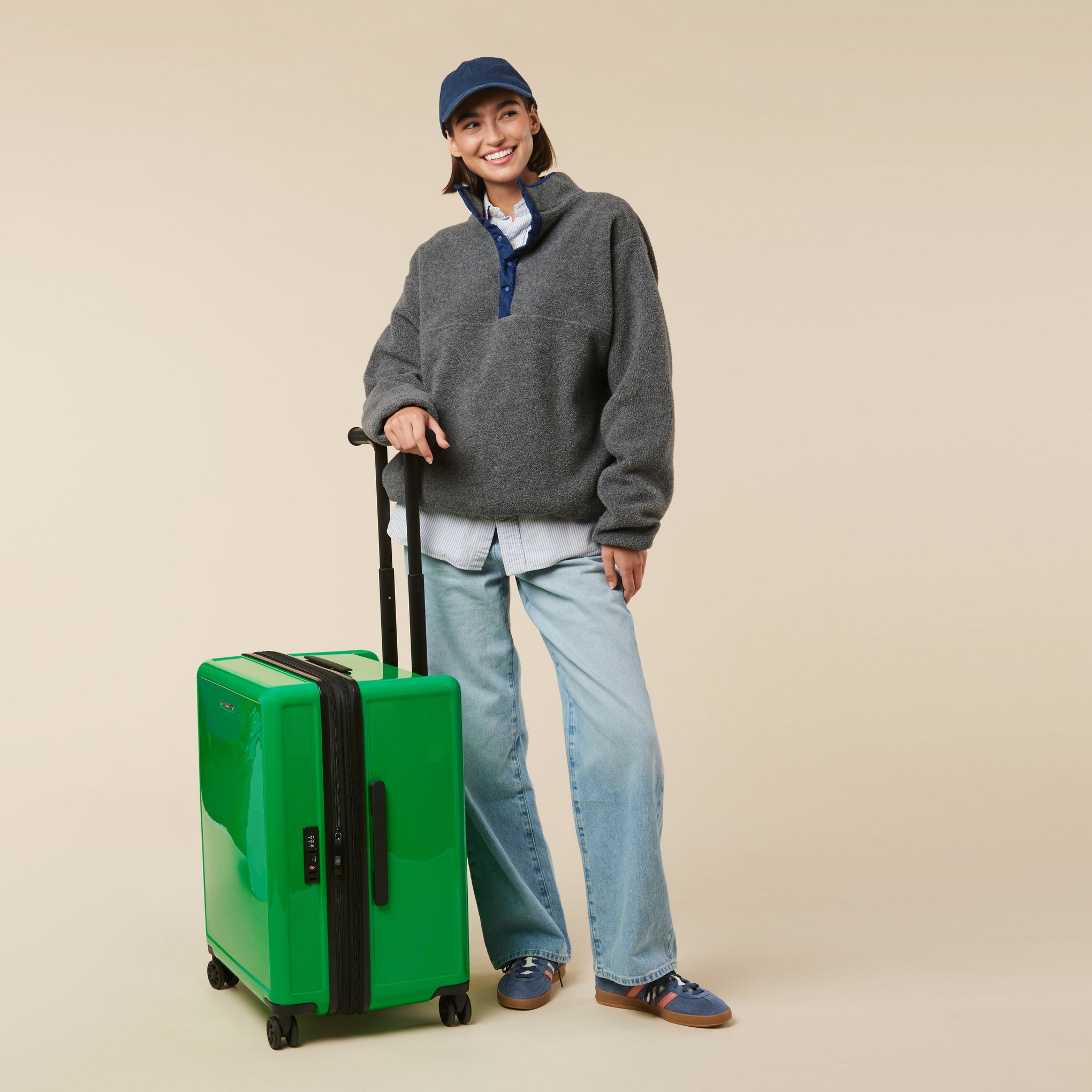 Square Expandable Suitcase with TT Handle - Checked - Image 7