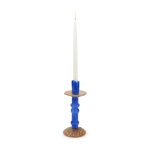 Lara Glass Candle Holder - Blue/ Tan