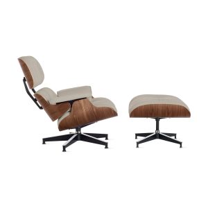 Eames? Lounge Chair and Ottoman from Herman Miller - Walnut/ Timbre Cream Leather