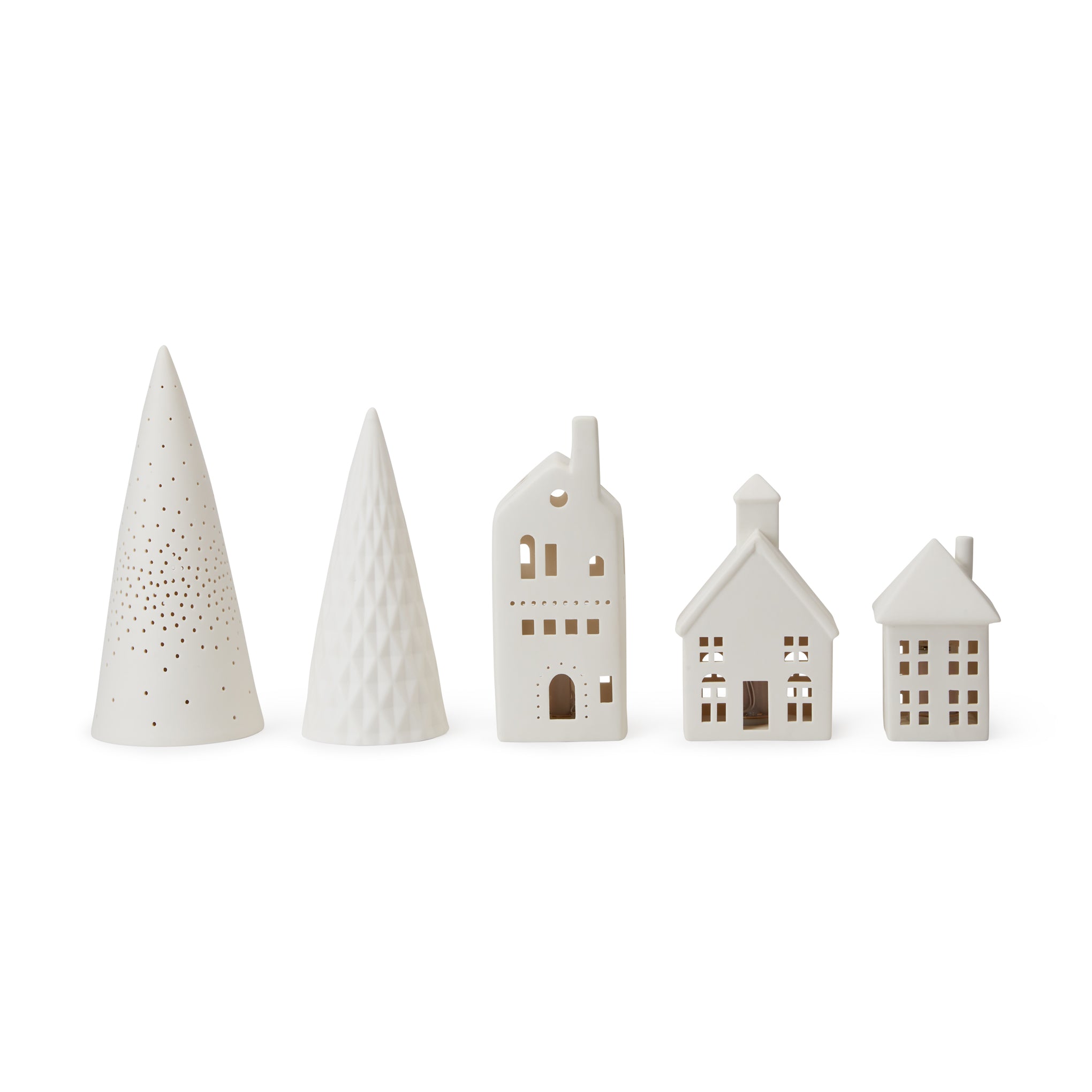 LED Lighted Ceramic Modern Village - Set of 5 - Image 3