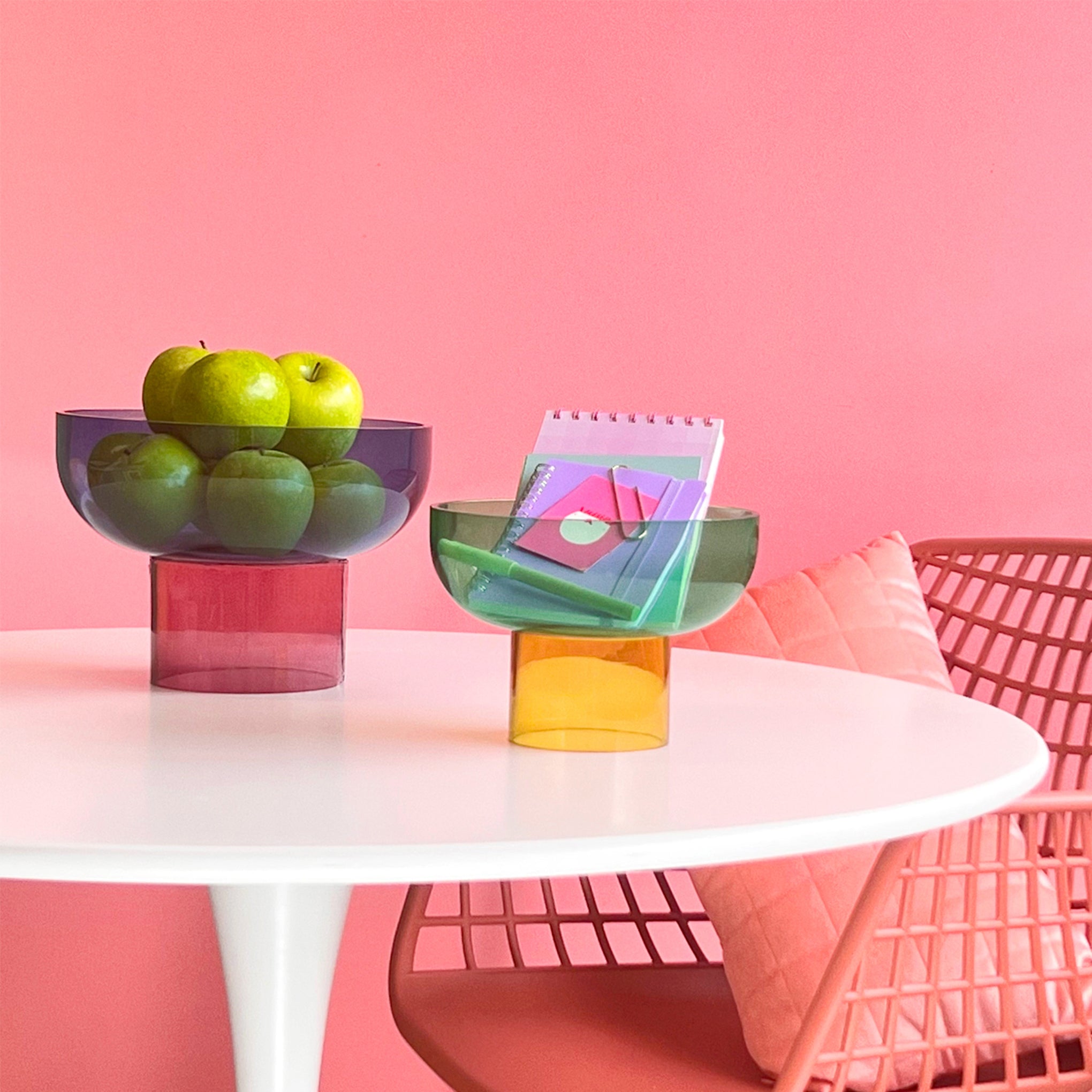 Dual Color Glass Fruit Bowl - Blue/ Pink - Image 5