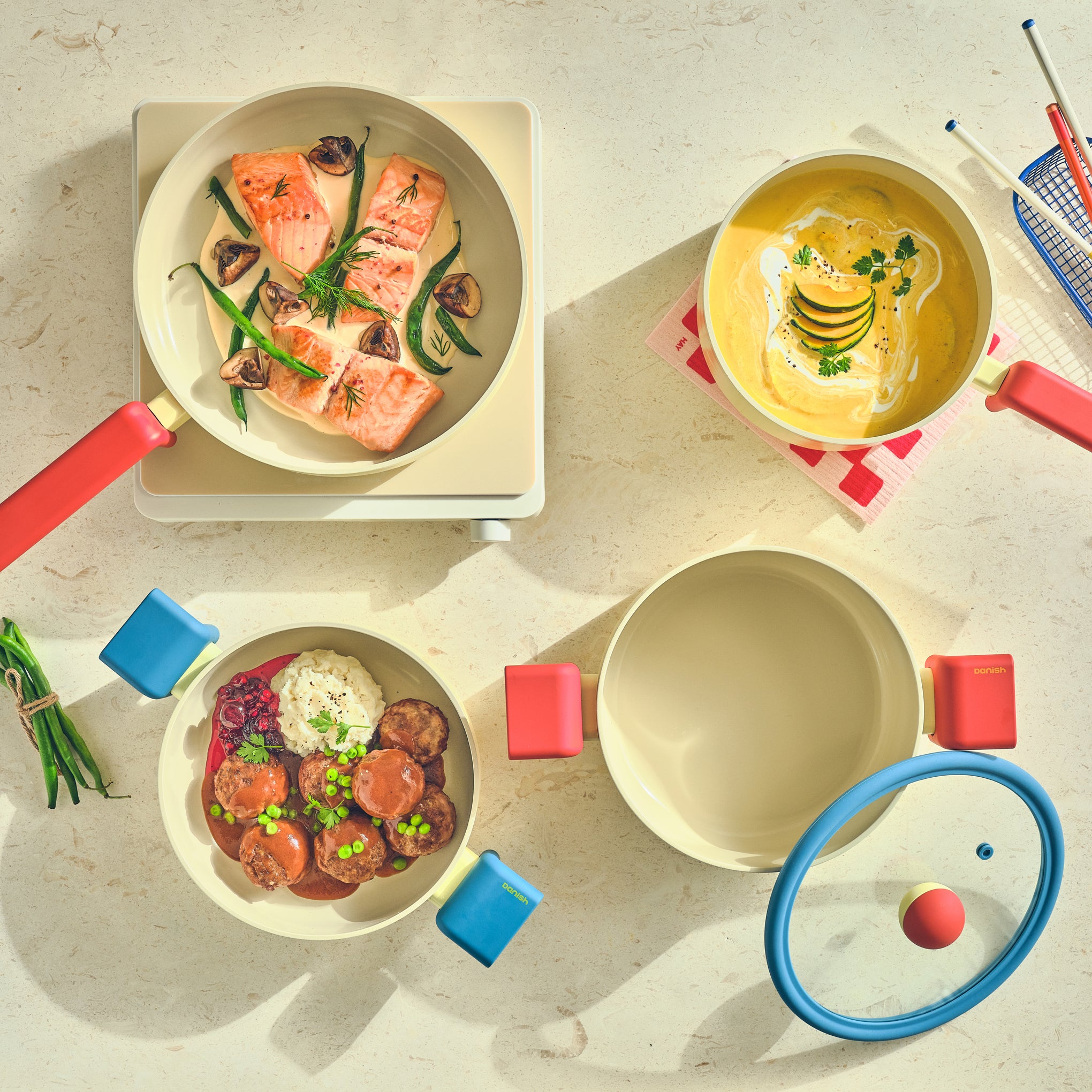 Geometric Non-Stick Cookware with Lid - Wide Pot - Image 4