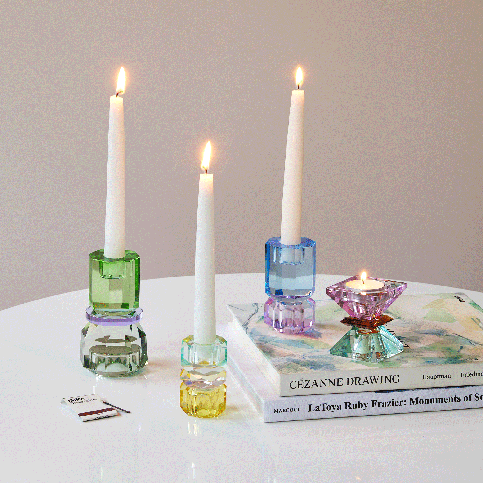 Faceted Crystal Candle Holder - Mint/ Violet/ Olive - Image 6