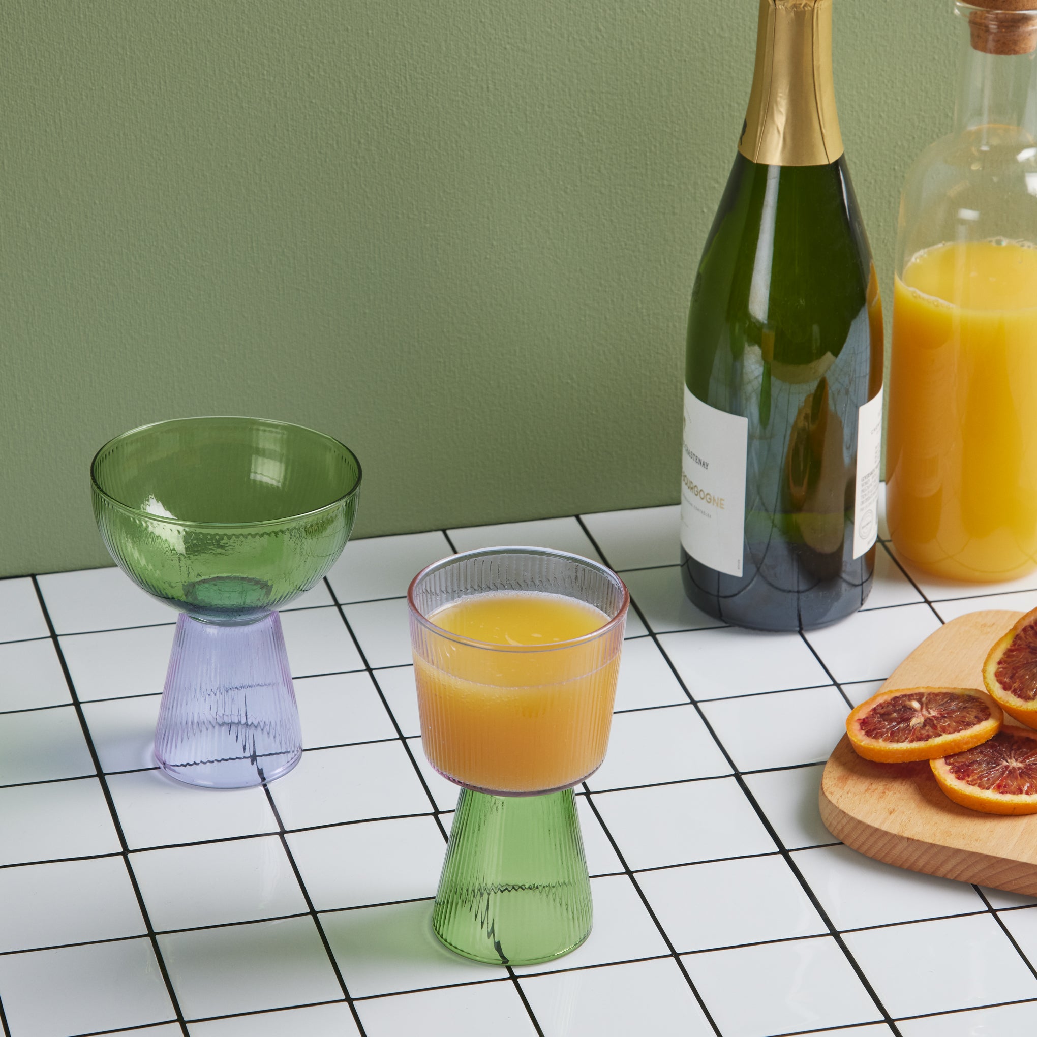 Oorun Didun Glass Cups by Yinka Ilori - - Green/ Purple - Image 2