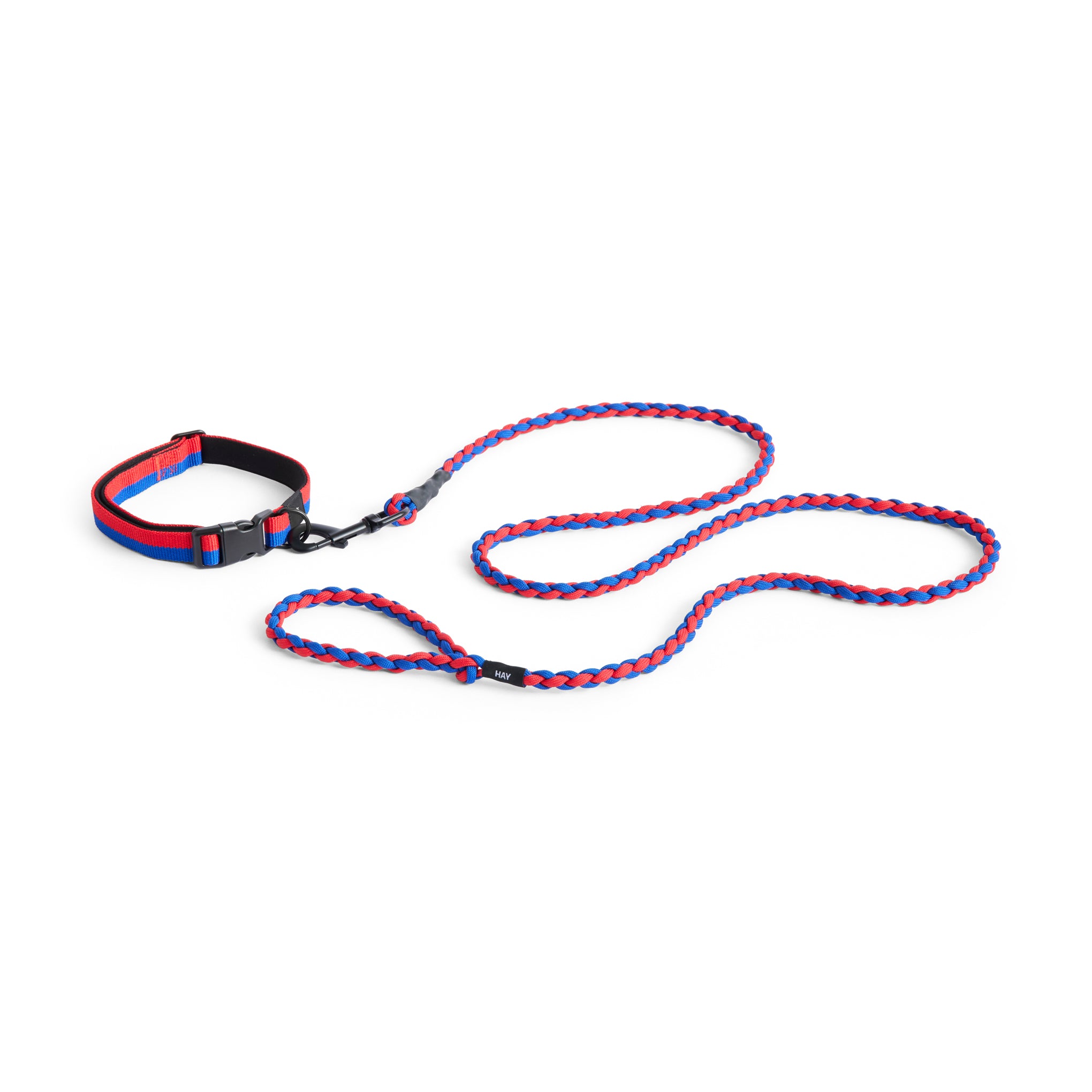 HAY Flat Dog Collar in Recycled Polyester - Red/ Blue - Image 3