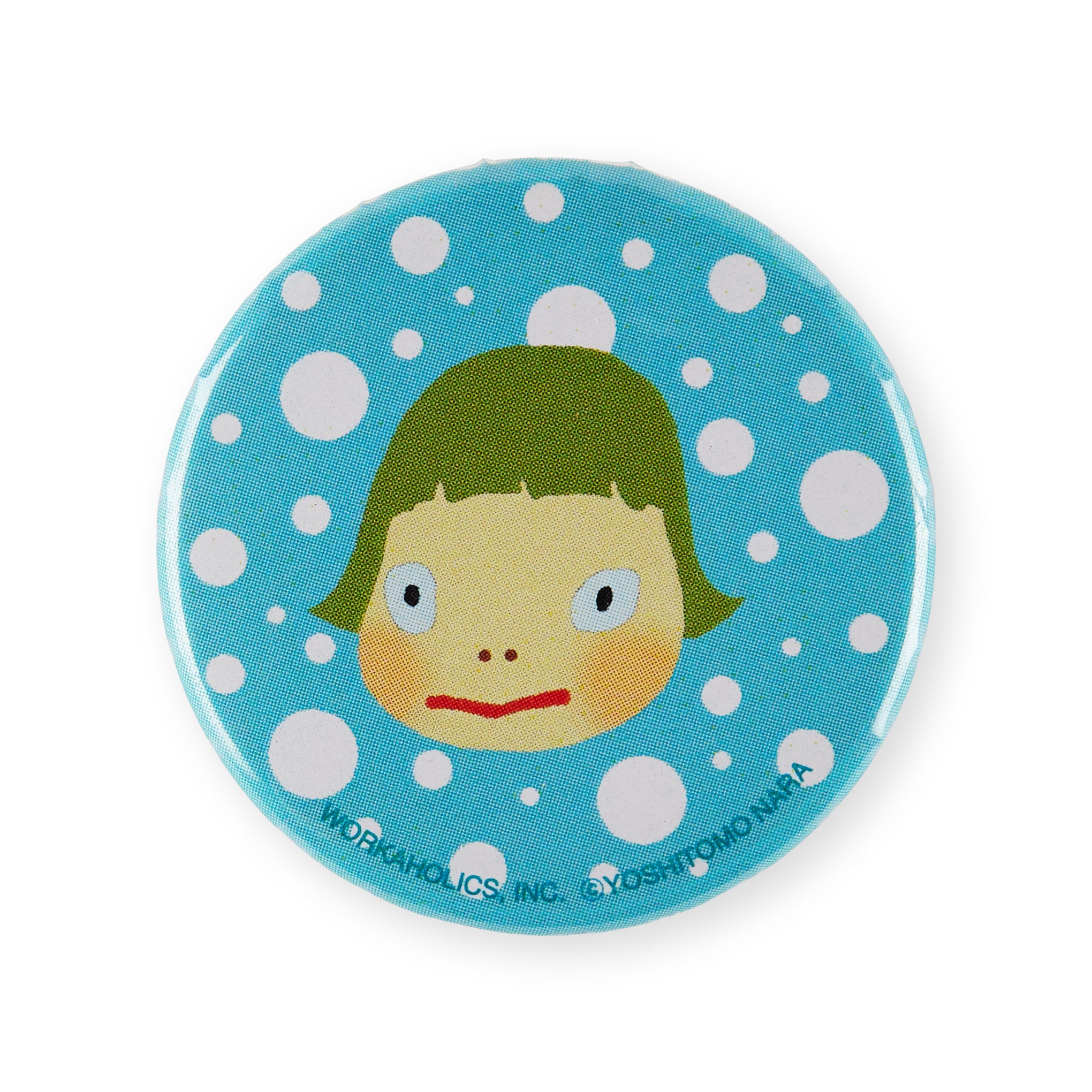 Yoshitomo Nara Metal Button Badge - Blue/ White Dots