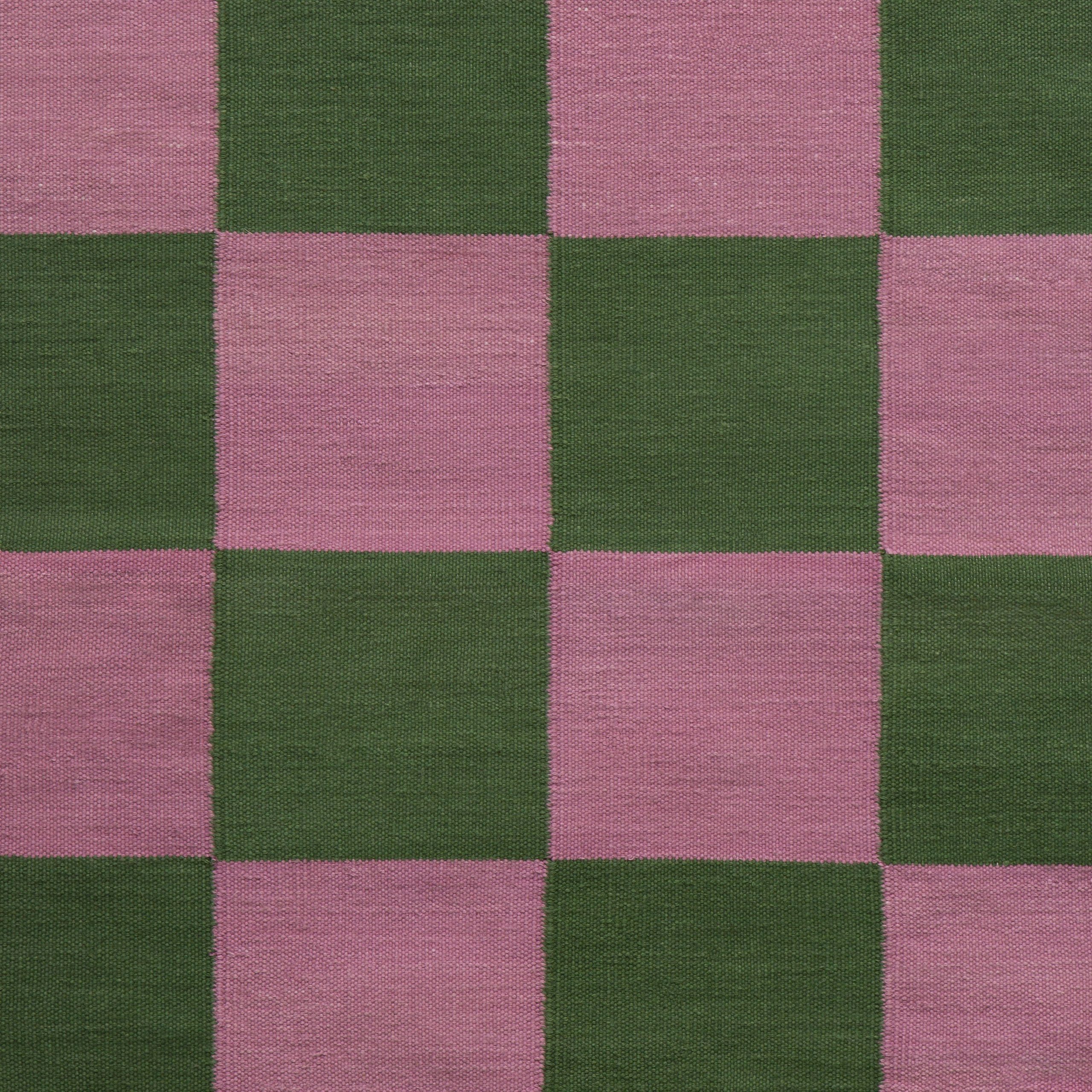 Maharam Alexander Girard Cotton Check Rug - Emerald/ Pink - Image 3