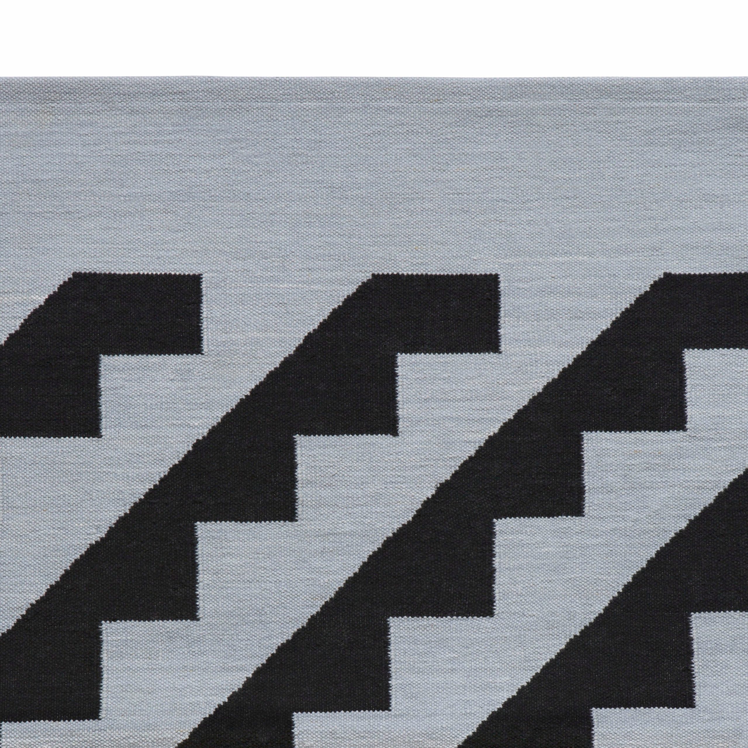 Maharam Alexander Girard Cotton Steps Rug - Blue Gray/ Black - Image 5