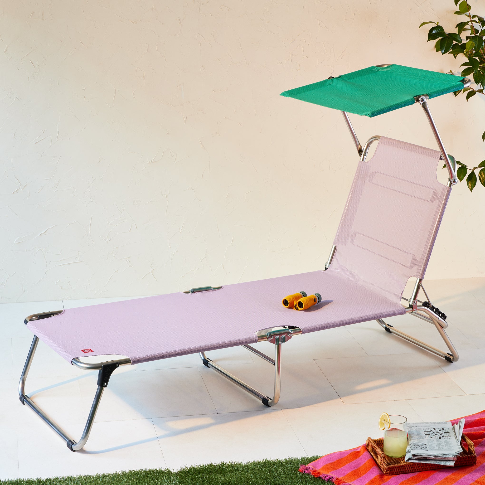 Amigo Outdoor Lounge Chair with Sun Shield - Lilac/ Teal - Image 2