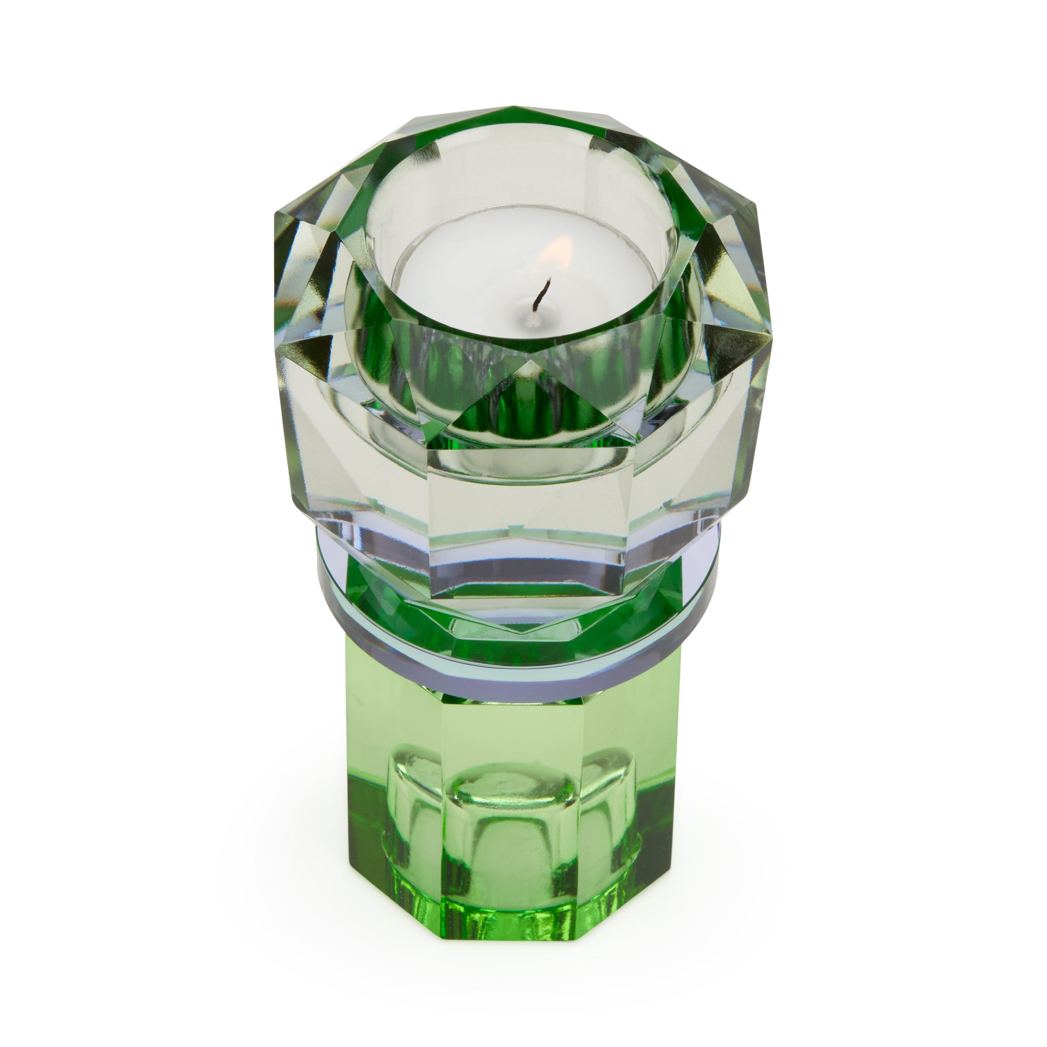 Faceted Crystal Candle Holder - Mint/ Violet/ Olive - Image 3