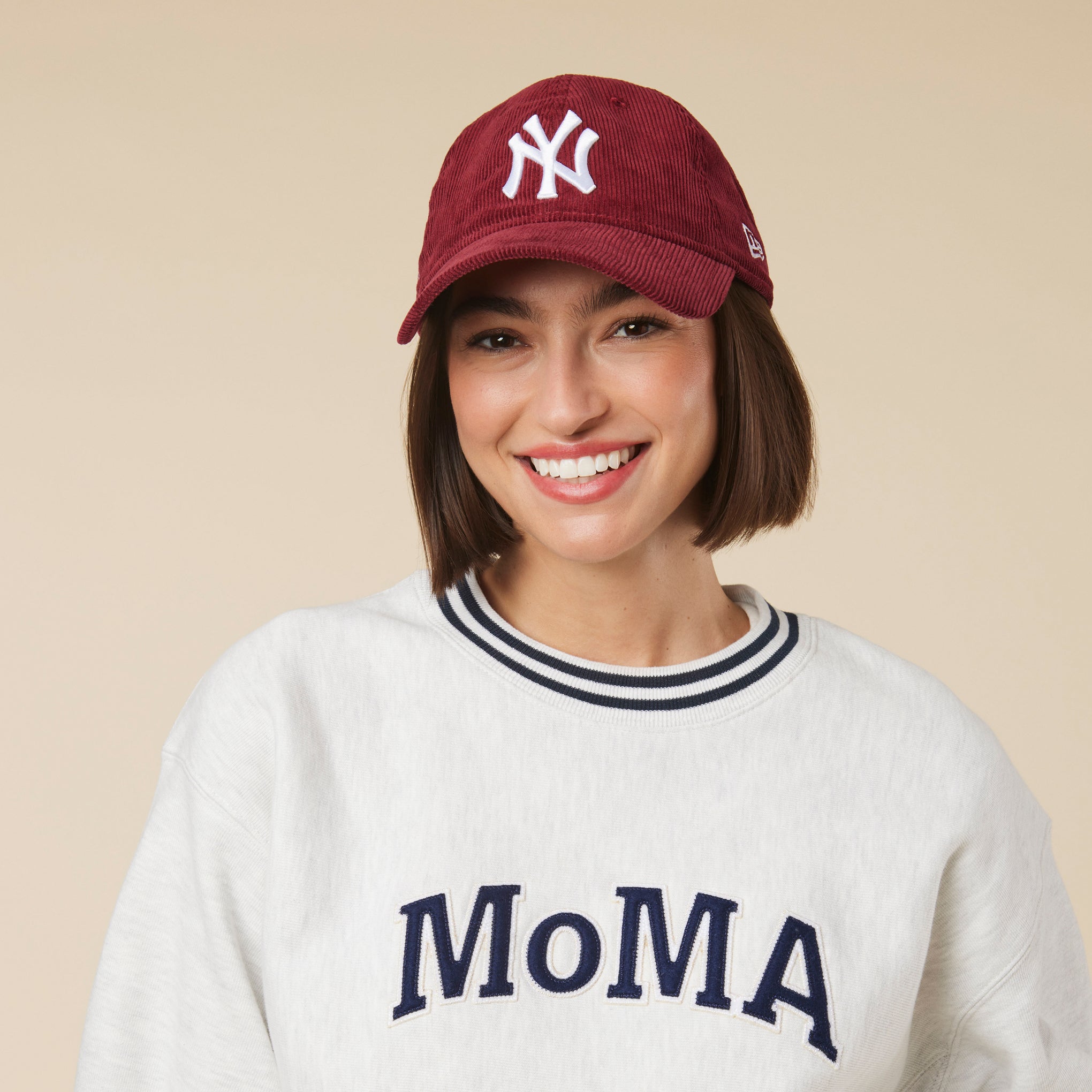 MoMA NY Yankees 9TWENTY Corduroy Adjustable Baseball Cap - Maroon - Image 2