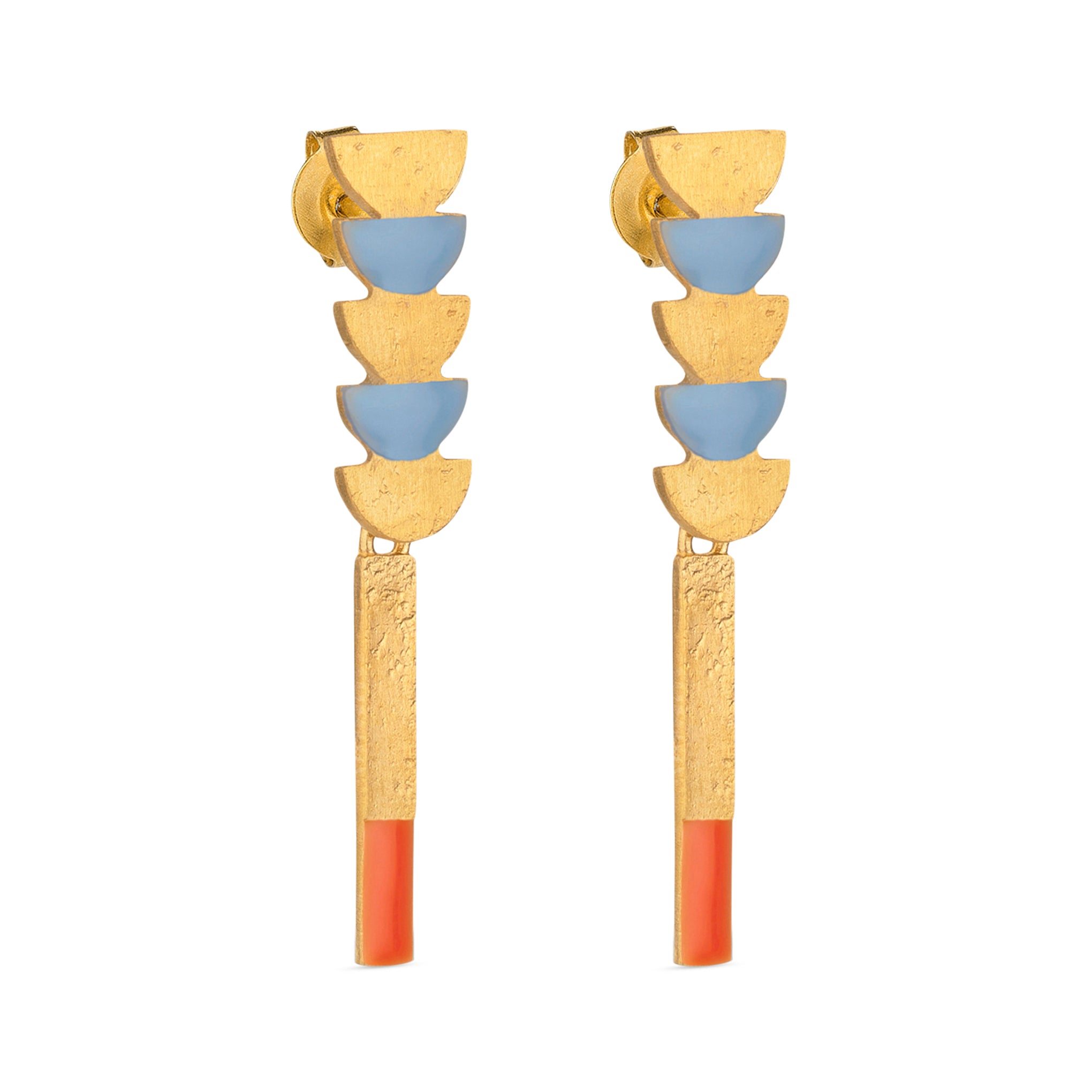 Somni Gold-Plated Red & Blue Long Earrings - Image 3