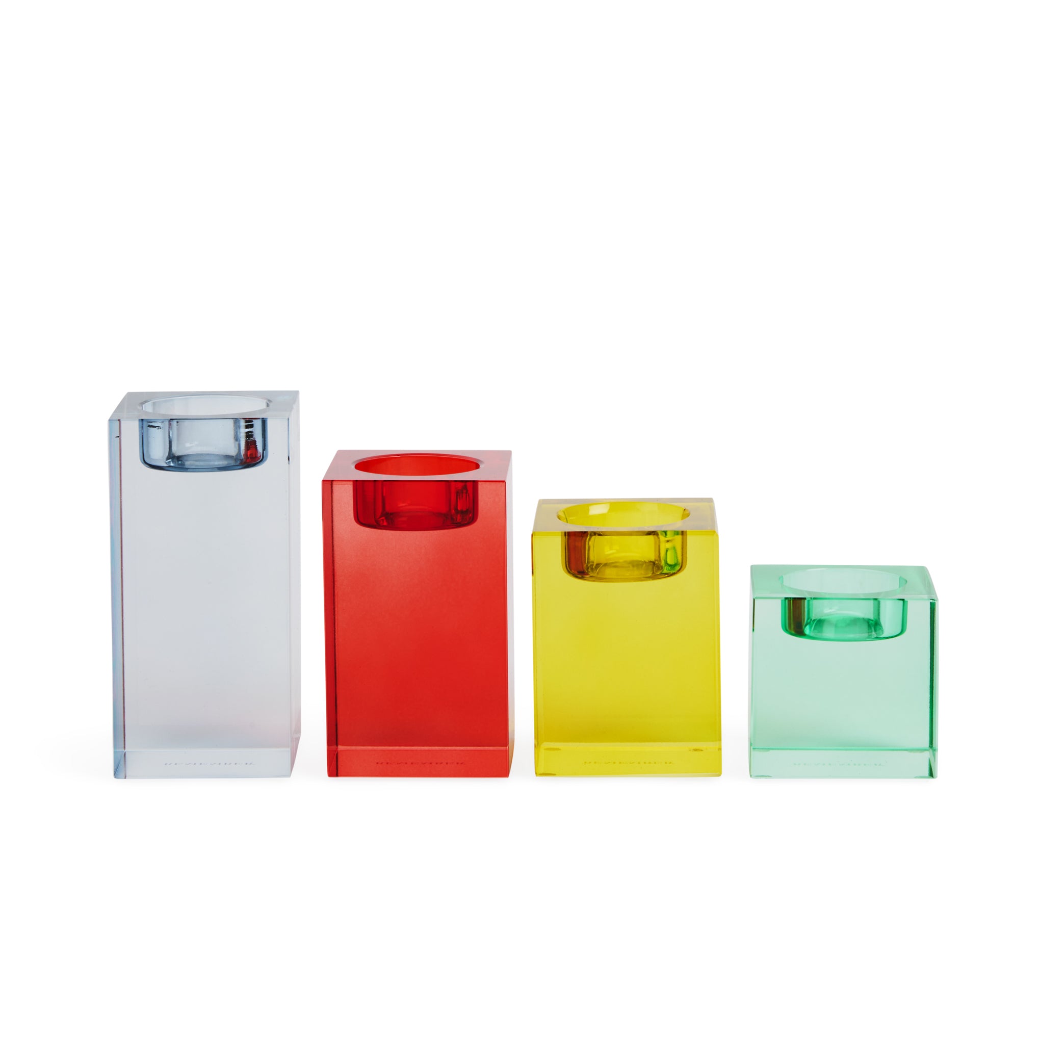 Color Block Glass Candle Holders - Set of 4 - Image 3