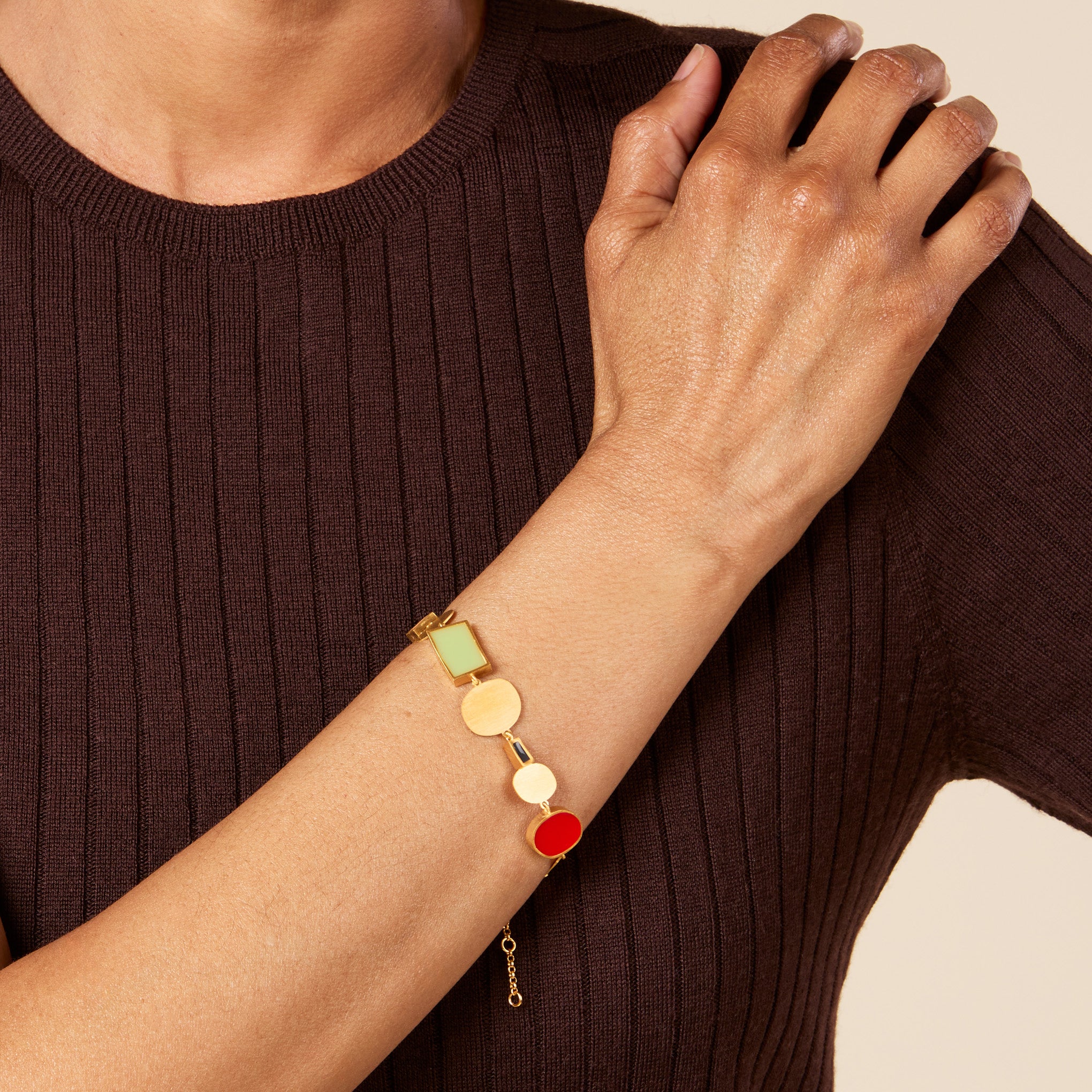 Geometric Collage Gold-Plated Bracelet - Image 2