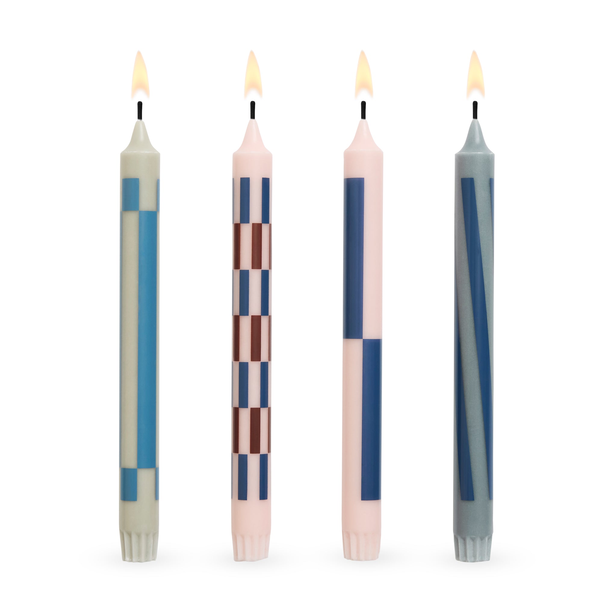 HAY Pattern Taper Candle - Light Pink/ Blue