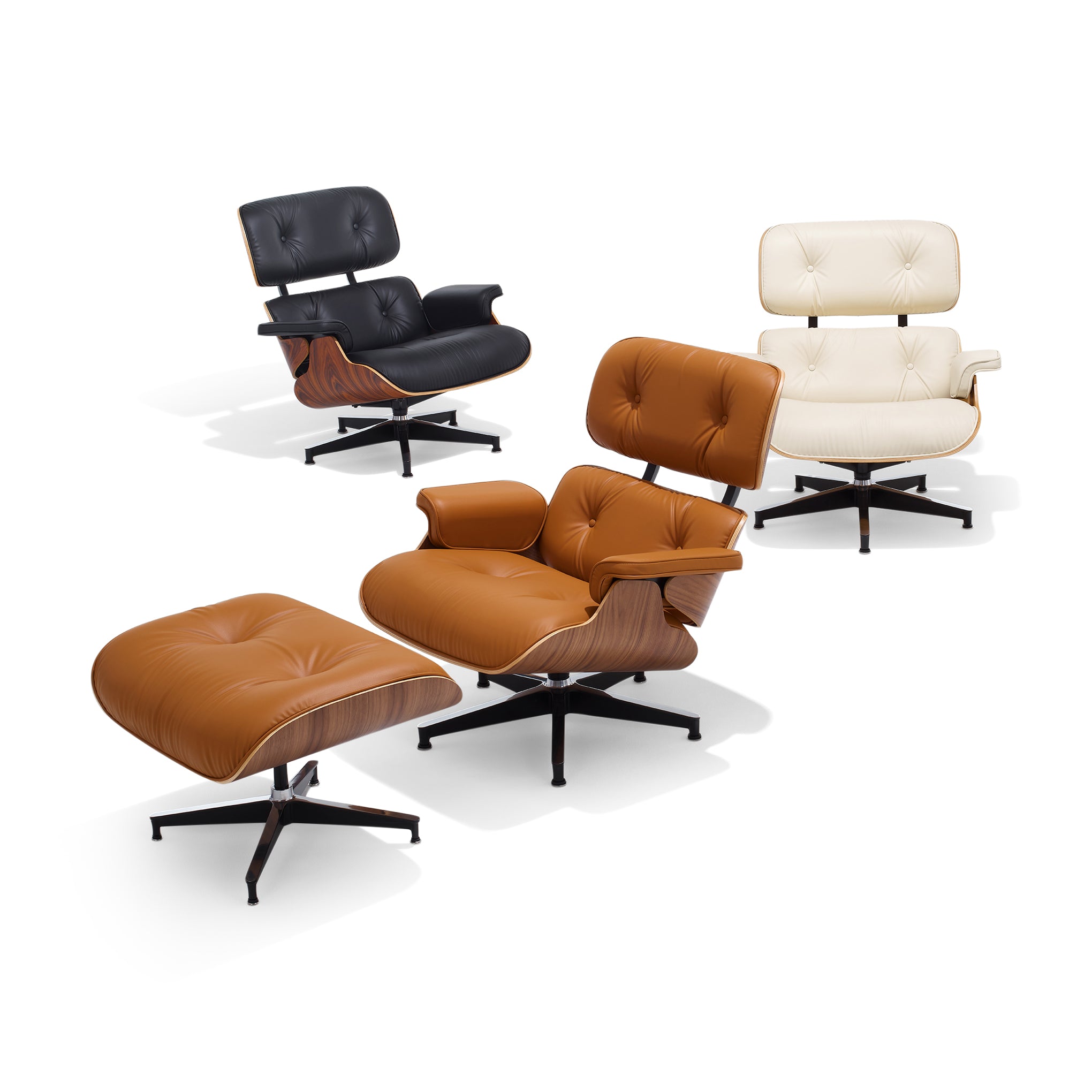 Eames? Lounge Chair and Ottoman from Herman Miller - Walnut/ Black Bamboo Leather - Image 3
