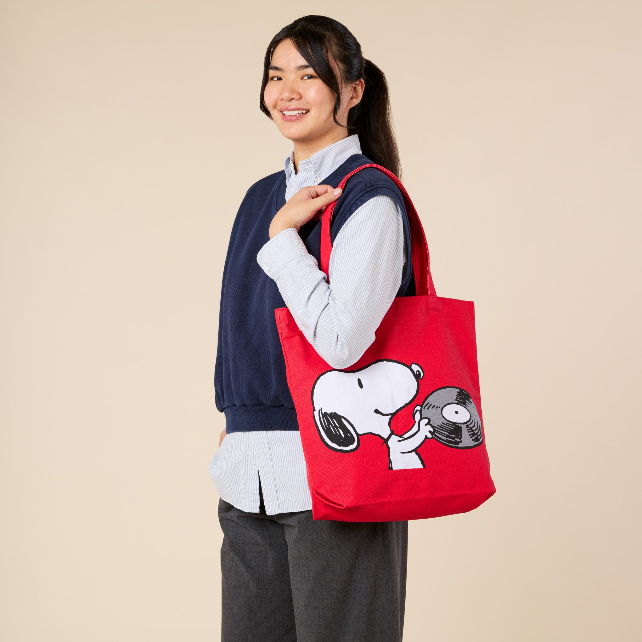 Snoopy Cotton Canvas Tote Bag - Red - Image 2