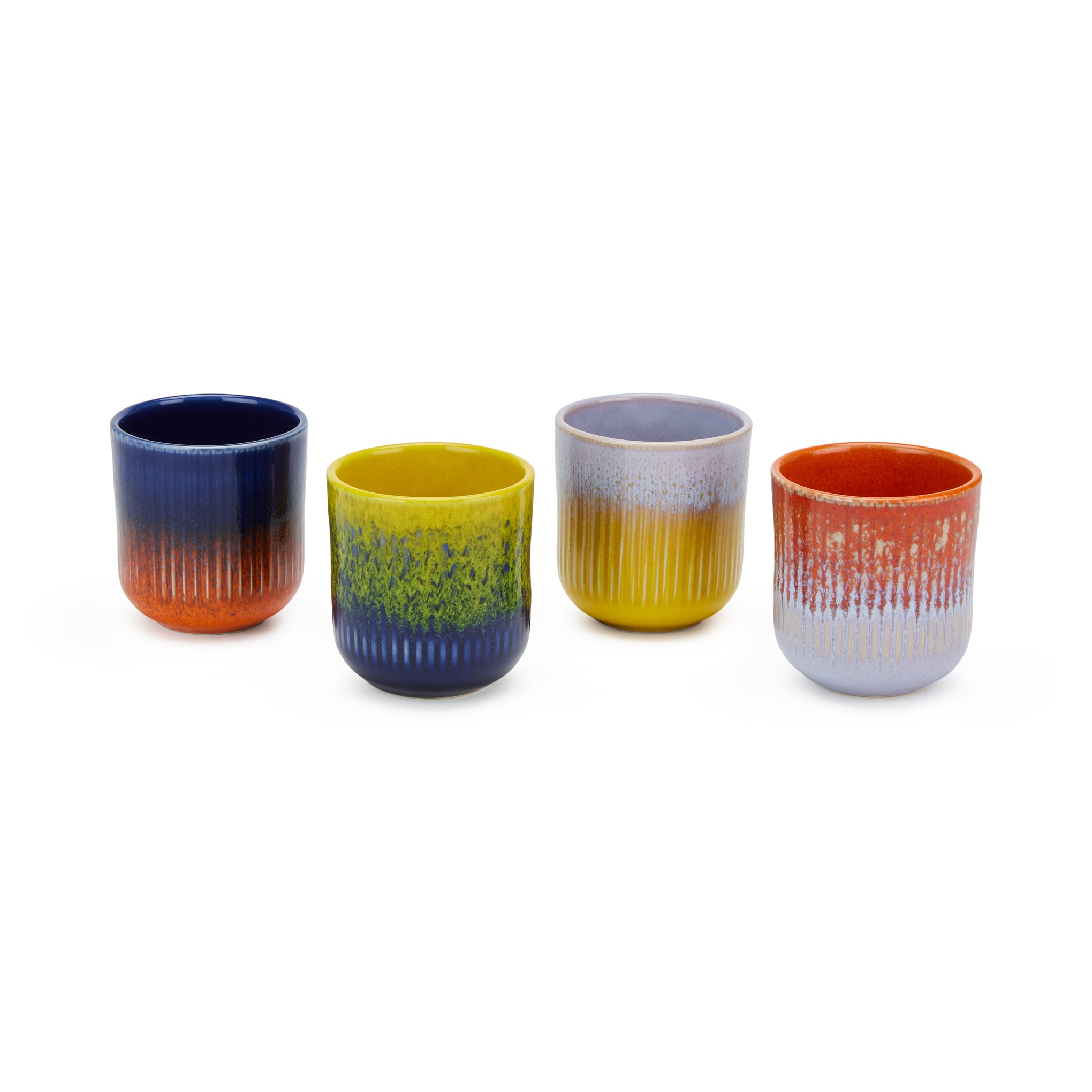 Portuguese Glazed Ceramic Tumblers - Set of 4