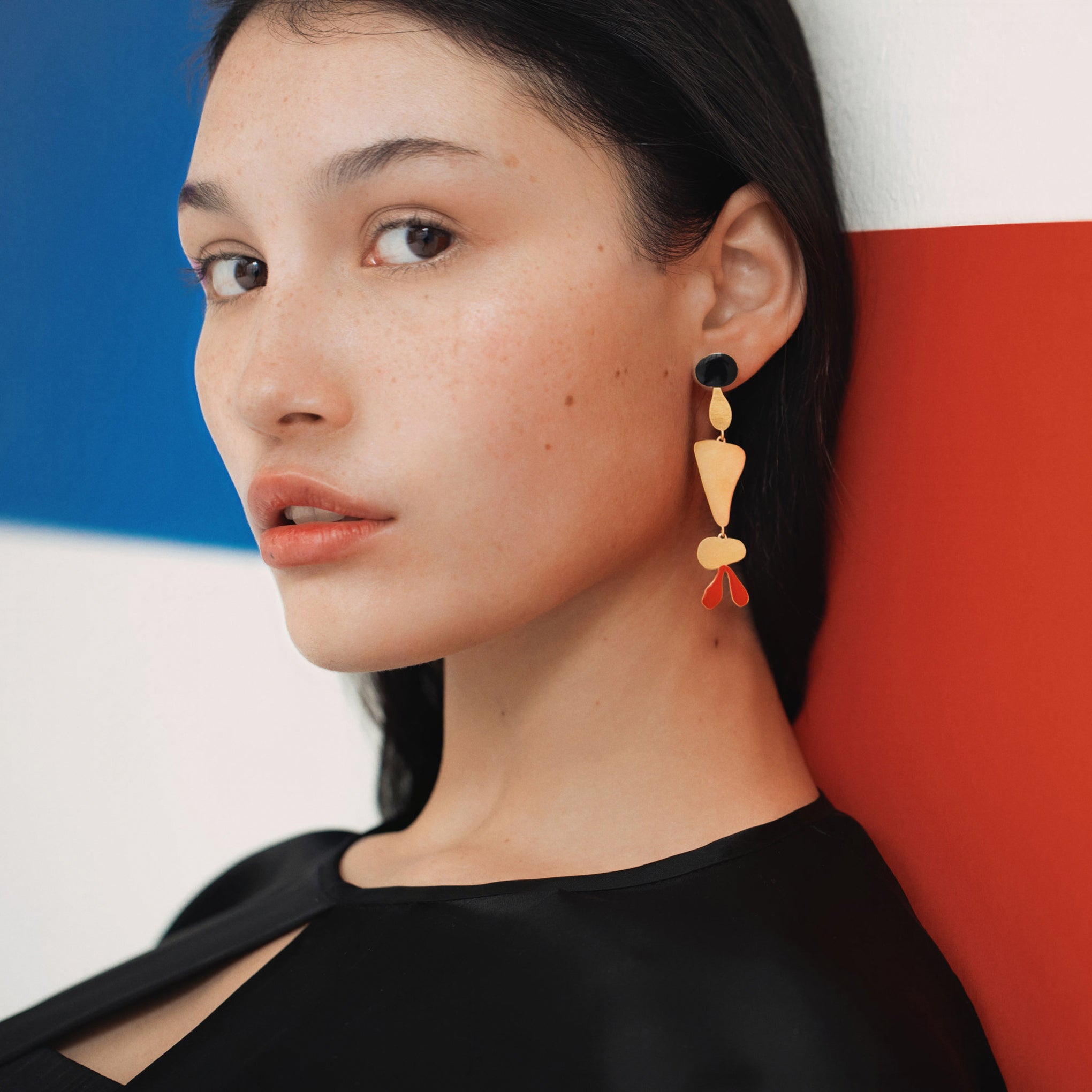Joan Miró Gold-Plated Linear Shapes Earrings - Image 2