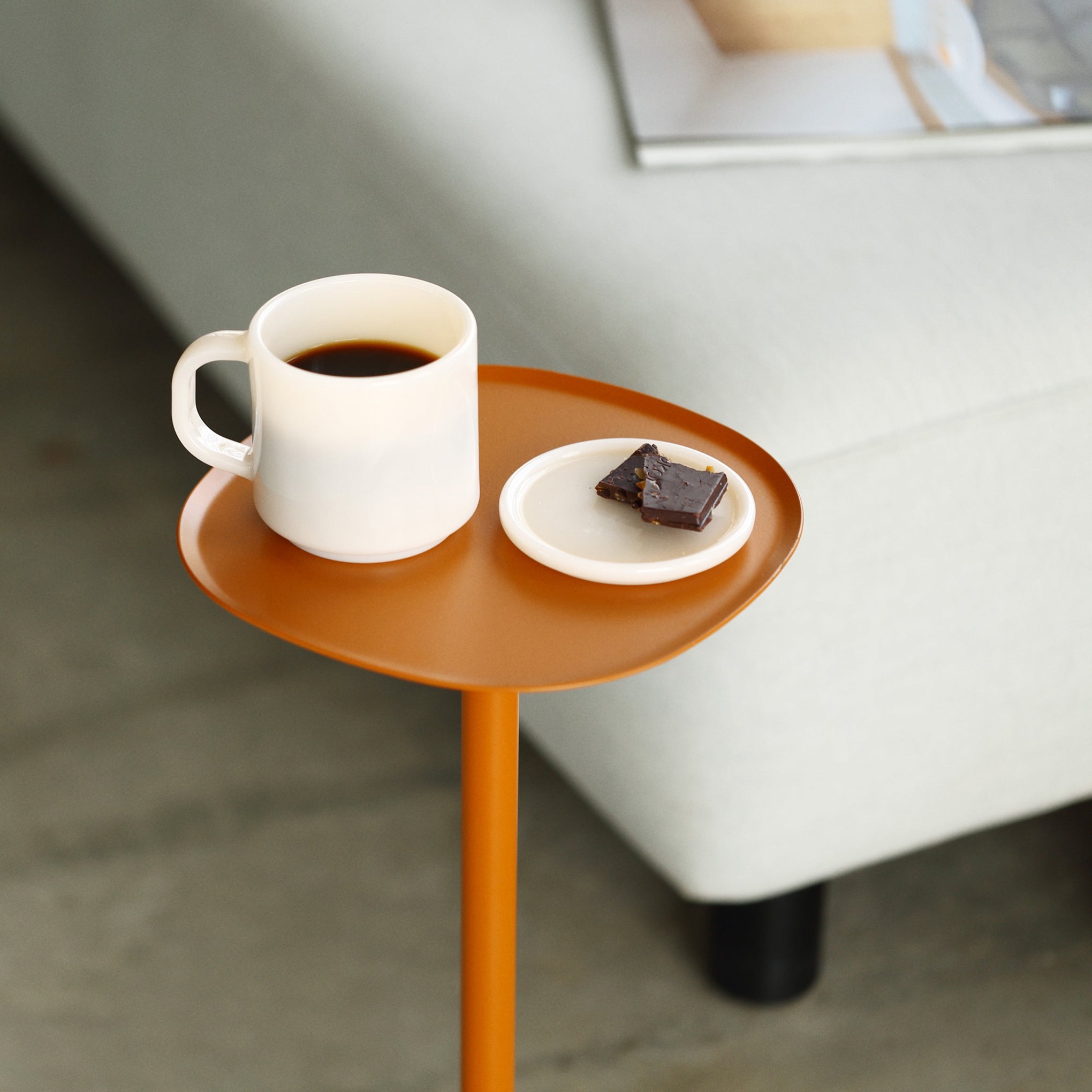 Pedestal Side Table - Tan Orange - Image 4