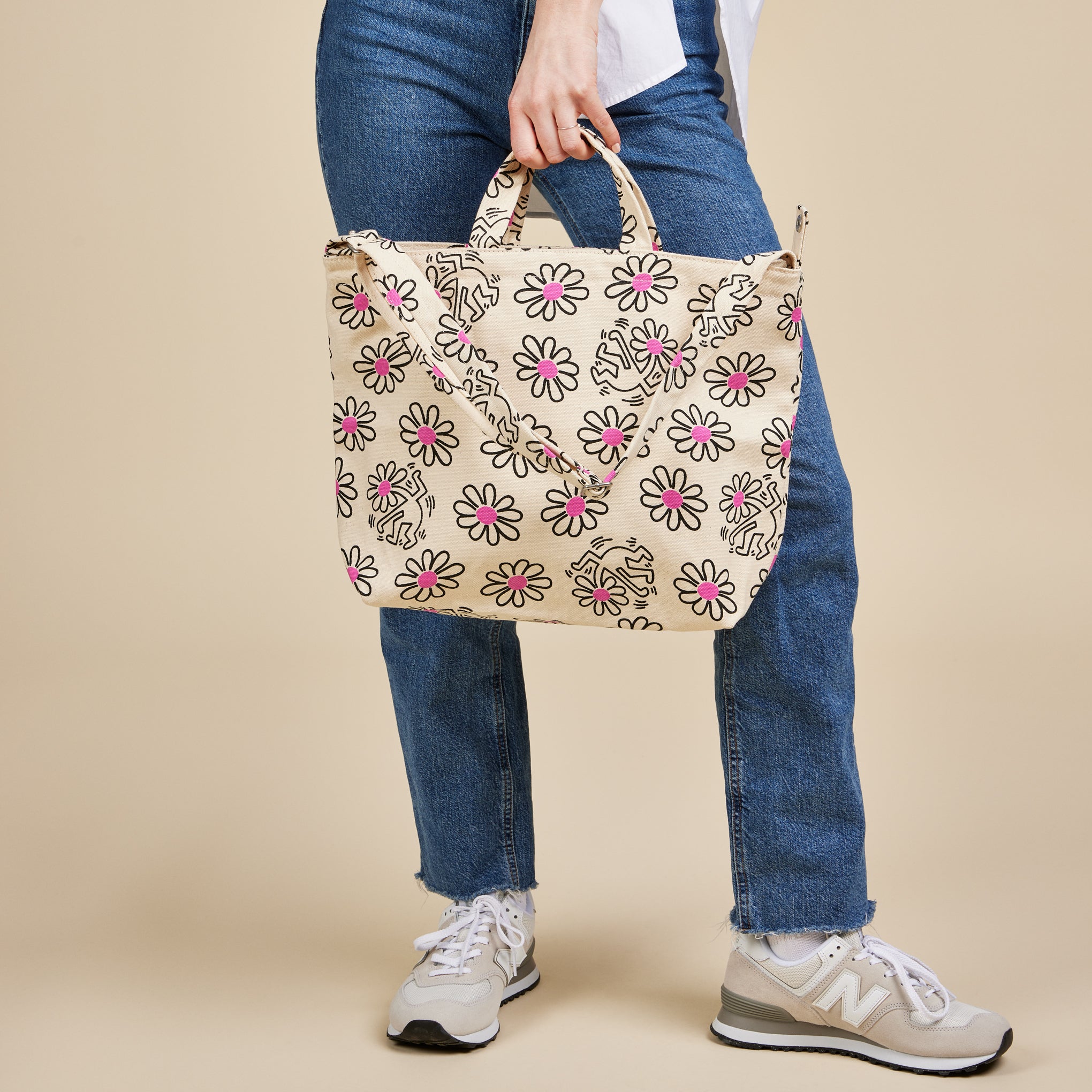Keith Haring Baggu Flower Recycled Cotton Horizontal Zip Duck Bag - Image 3