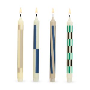 HAY Pattern Taper Candle - Cream/ Dark