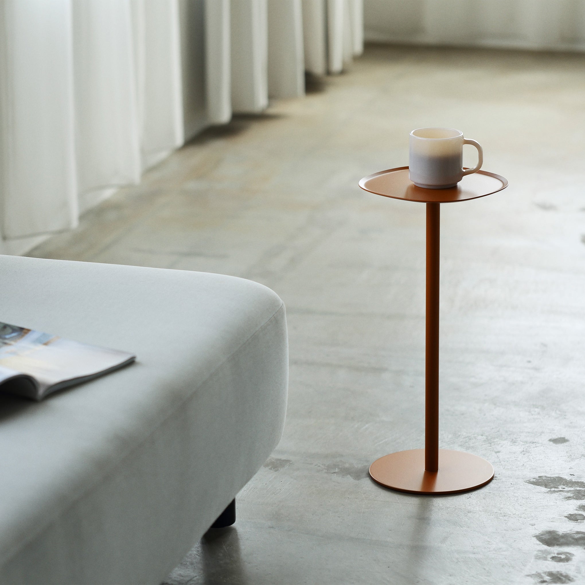 Pedestal Side Table - Tan Orange - Image 2